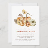 Elegant Waterverf Pumpkins Thanksgiving Dinner Kaart (Voorkant)