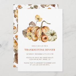 Elegant Waterverf Pumpkins Thanksgiving Dinner Kaart
