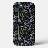 Elegant Waterverf Purple Flowers Greenery Black Case-Mate iPhone Case (Achterkant)
