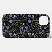 Elegant Waterverf Purple Flowers Greenery Black Case-Mate iPhone Case (Achterkant (horizontaal))
