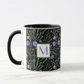 Elegant Waterverf Purple Flowers Monogram Mok (Links)