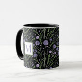 Elegant Waterverf Purple Flowers Monogram Mok (Voorkant links)