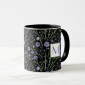 Elegant Waterverf Purple Flowers Monogram Mok (Voorkant rechts)