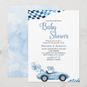 Elegant Waterverf Race Car Baby shower Kaart (Voorkant / Achterkant)