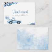 Elegant Waterverf Race Car Baby shower Notitiekaartje (Voorkant / Achterkant)