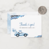 Elegant Waterverf Race Car Baby shower Notitiekaartje (Voorkant / Achterkant in situ)
