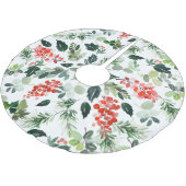 Elegant Waterverf Red Berries Greenery Kerstmis Kerstboom Rok (Gekanteld)