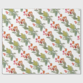 Elegant Waterverf Red Berry KerstFloral Cadeaupapier (Vlak)