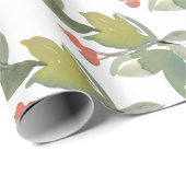 Elegant Waterverf Red Berry KerstFloral Cadeaupapier (Rol Hoek)