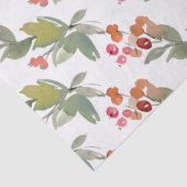 Elegant Waterverf Red Berry KerstFloral Tissuepapier (Detail)