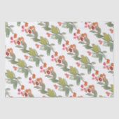 Elegant Waterverf Red Berry KerstFloral Tissuepapier (Voorkant)