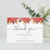 Elegant Waterverf Red Blush Floral Wedding Bedankkaart (Staand voorkant)