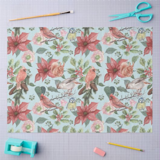 Elegant  Waterverf Red Poinsettia Kardinaal Tissuepapier (Craft)