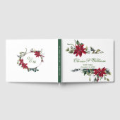 Elegant Waterverf Red Poinsettia Pine Fir Wedding Gastenboek (Volledig)