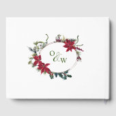 Elegant Waterverf Red Poinsettia Pine Fir Wedding Gastenboek (Achterkant)