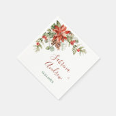 Elegant Waterverf Red Poinsettia Pine Fir Wedding Servet (Hoek)