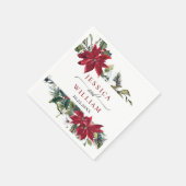 Elegant Waterverf Red Poinsettia Pine Fir Wedding Servet (Hoek)