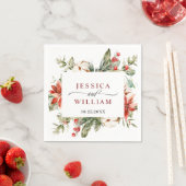 Elegant Waterverf Red Poinsettia Pine Fir Wedding Servet (Insitu)