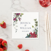 Elegant Waterverf Red Poinsettia Pine Fir Wedding Servet (Insitu)