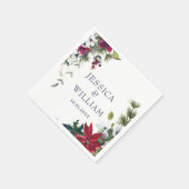 Elegant Waterverf Red Poinsettia Pine Fir Wedding Servet (Hoek)