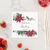Elegant Waterverf Red Poinsettia Pine Fir Wedding Servet (Insitu)