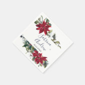 Elegant Waterverf Red Poinsettia Pine Fir Wedding Servet (Hoek)