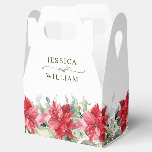 Elegant Waterverf Red Poinsettia Wedding Favor Bo Bedankdoosjes (Geopend)