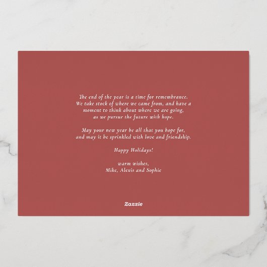 Elegant Waterverf Red Poinsettias Prettige feestda Folie Feestdagenkaart (Achterkant)