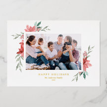 Elegant Waterverf Red Poinsettias Prettige feestda