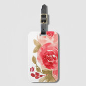 Elegant Waterverf Red Rose Monogram Bagagelabel (Voorkant (verticaal))