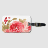 Elegant Waterverf Red Rose Monogram Bagagelabel (Voorkant (horizontaal))