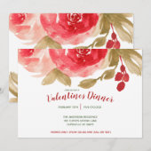 Elegant Waterverf Red Rose Valentijnsdag Party Kaart (Voorkant / Achterkant)