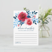 Elegant Waterverf Red Roses Blue Foliage Wedding Advieskaart (Staand voorkant)