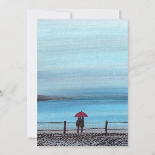 Elegant Waterverf Red Umbrella Couple Wedding Kaart (Achterkant)