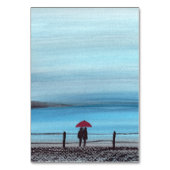 Elegant Waterverf Red Umbrella Couple Wedding Kaart (Achterkant)