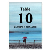 Elegant Waterverf Red Umbrella Couple Wedding Kaart (Voorkant)