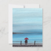 Elegant Waterverf Red Umbrella Couple Wedding RSVP Kaartje (Achterkant)