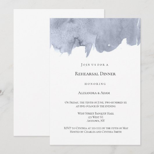 Elegant waterverf repetitief diner uitnodigingen (Voorkant / Achterkant)