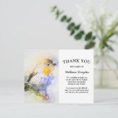 Elegant Waterverf Robin Funeral Memorial Bedankkaart (Staand voorkant)