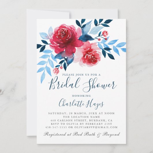 Elegant Waterverf rode rozen bloemig Vrijgezellenf Kaart (Voorkant)