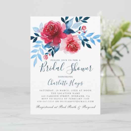 Elegant Waterverf rode rozen bloemig Vrijgezellenf Kaart (Staand voorkant)