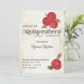 Elegant  waterverf rode rozen Quince I Kaart (Staand voorkant)