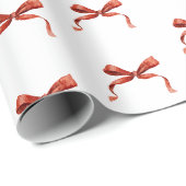 Elegant Waterverf Rode Strik Kerst Inpakpapier (Rol Hoek)