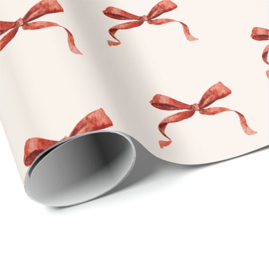 Elegant Waterverf Rode Strik Kerst Inpakpapier (Rol Hoek)