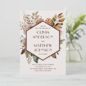 Elegant waterverf romantische beige florale bruilo kaart (Staand voorkant)