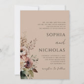 Elegant waterverf romantische beige florale bruilo kaart (Voorkant)