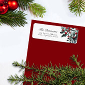 Elegant Waterverf Rood kerstfeest Holly Berries Etiket
