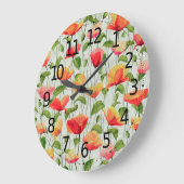 Elegant Waterverf Rood Roze en Gele Bloemen | Grote Klok (Hoek)