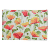 Elegant Waterverf Rood Roze en Gele Bloemen | Kussensloop (Achterkant-Links)