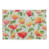 Elegant Waterverf Rood Roze en Gele Bloemen | Kussensloop (Achterkant-Rechts)